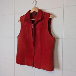 Vintage 90s Express suede & faux shearling zip front vest